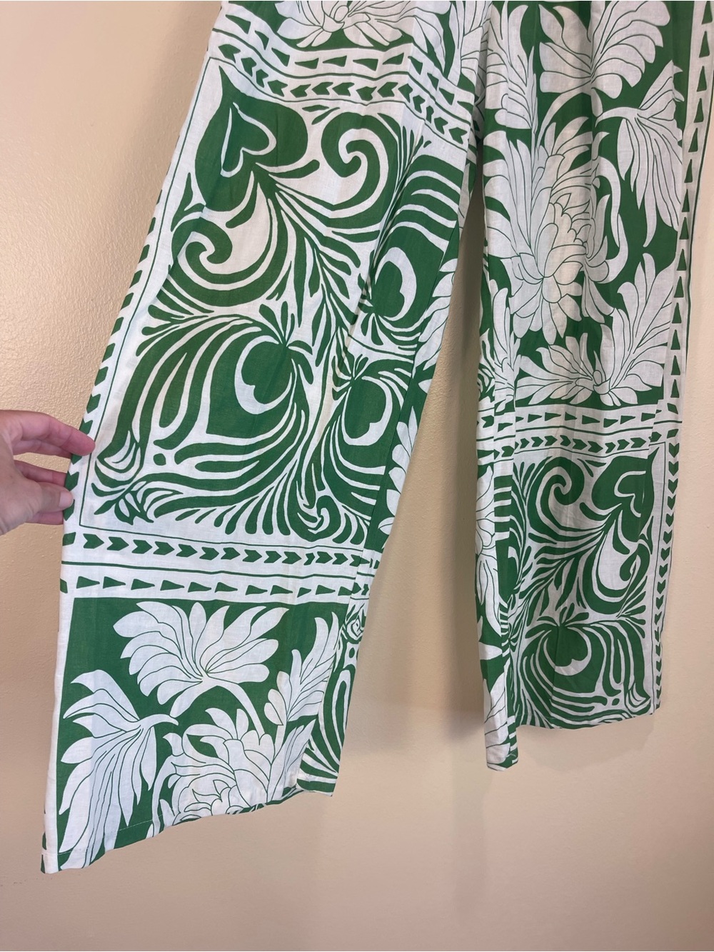 C&C California Green White Tropical Linen Blend Wide Leg Pants M Pull On NWT - Picture 2 of 14